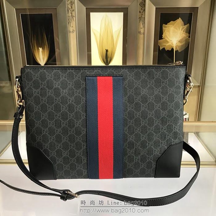 GUCCI 古馳男包 新款 474139 GG Supreme高級人造革郵差包 Gucci男包 Gucci男士單肩斜挎包